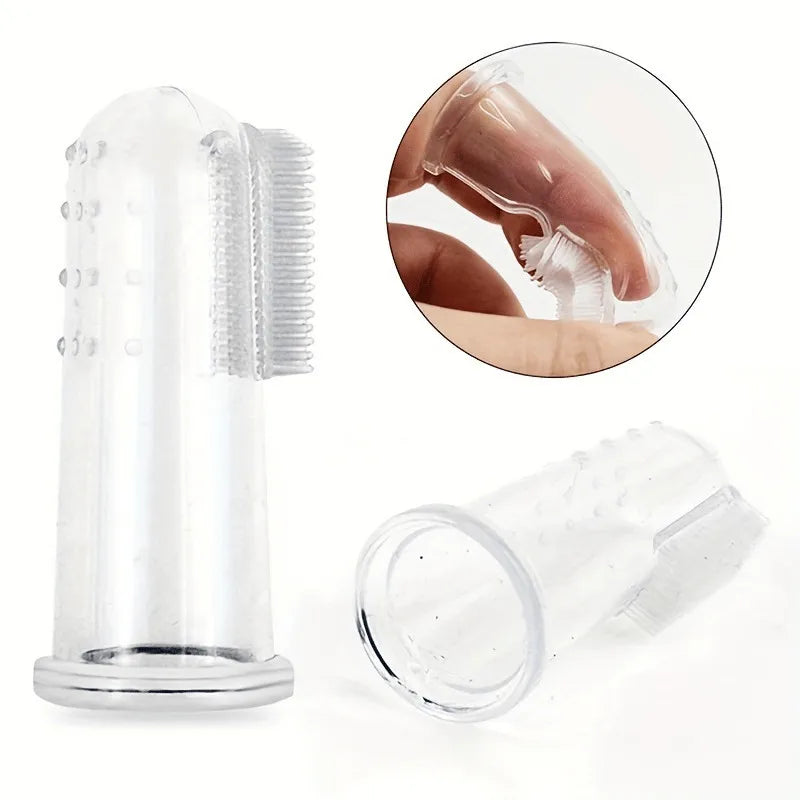 Conjunto de 4 escovas de dedo e escovas de dentes para animais de estimação, limpa os dentes eficazmente - adequado para cães e gatos