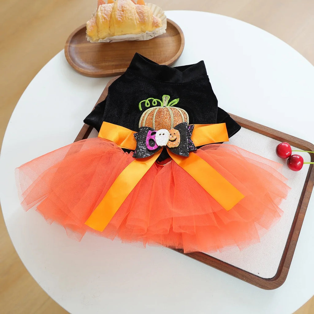 Fantasias de Halloween para Cães: Vestido Elegante para Pets com Saia Tutu – Colete para Cadelas de Outono/Inverno, para Poodles e Raças Pequenas, Gatos