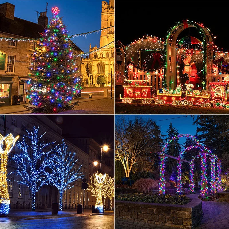 Árvore de Natal ao ar livre e interior String Lights, impermeável Bluetooth Fairy LED String Lights, IP65, WS2812B, 100LED, 10m