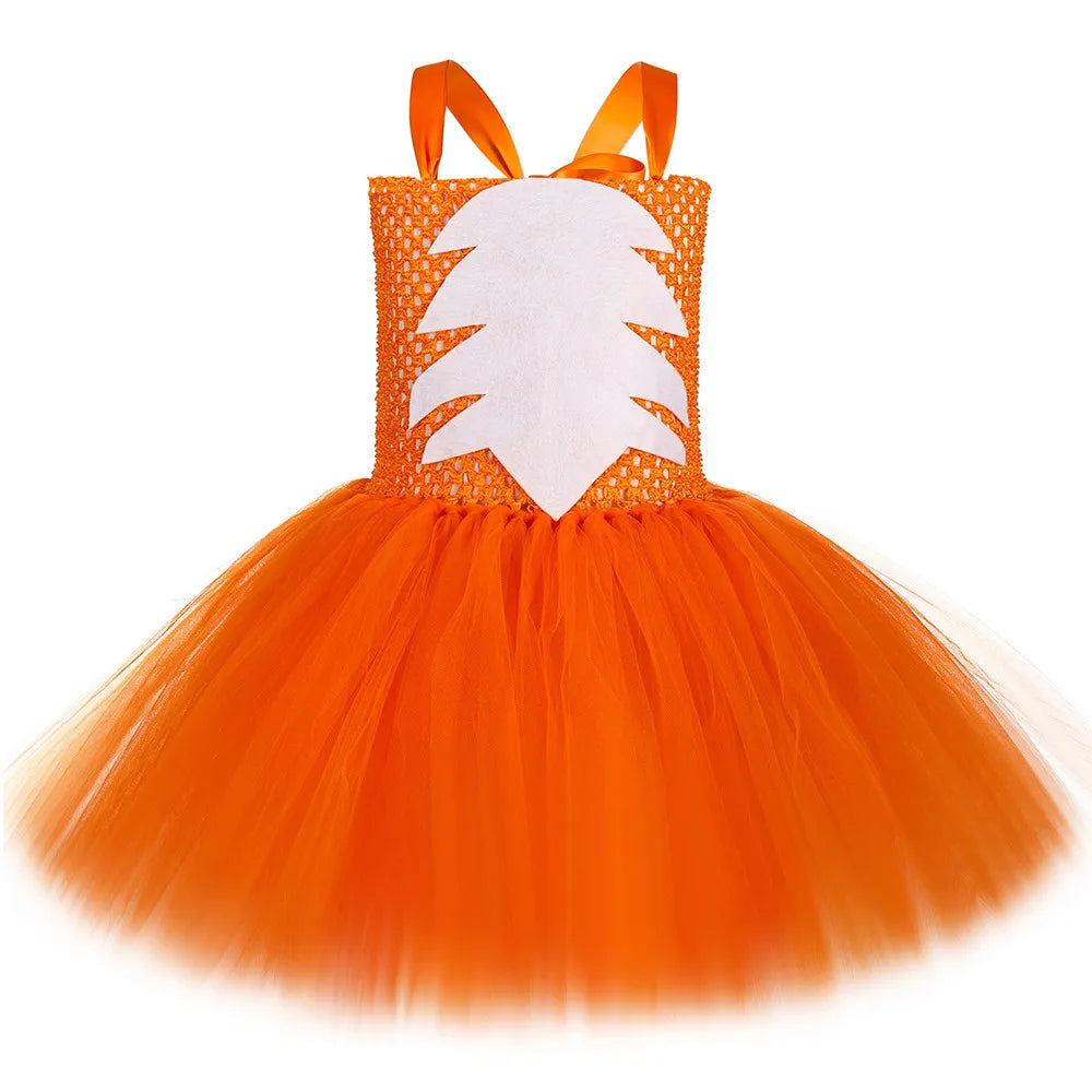 Traje de raposa para meninas laranja dos desenhos animados animal nick wilde tule tutu vestido da criança crianças halloween carnaval festa vestir-se roupas