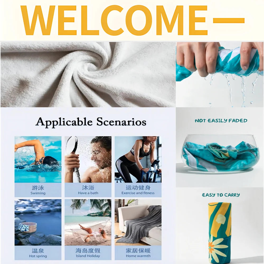 Toalha de banho de microfibra macia, absorvente de água, respirável, para meninas, crianças, decorativa, desenho animado, praia