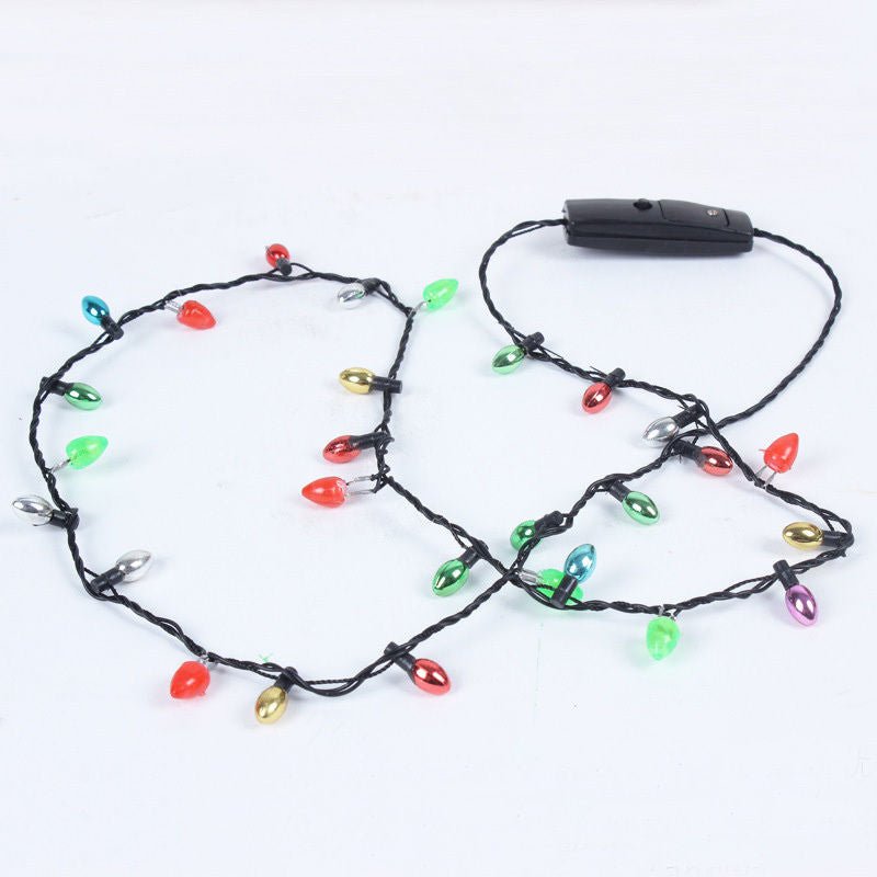 Colar de luzes LEDs de Natal com 8 luzes Bulbos de Natal Flash String Luzes de brilho Colar String Festival Decoração