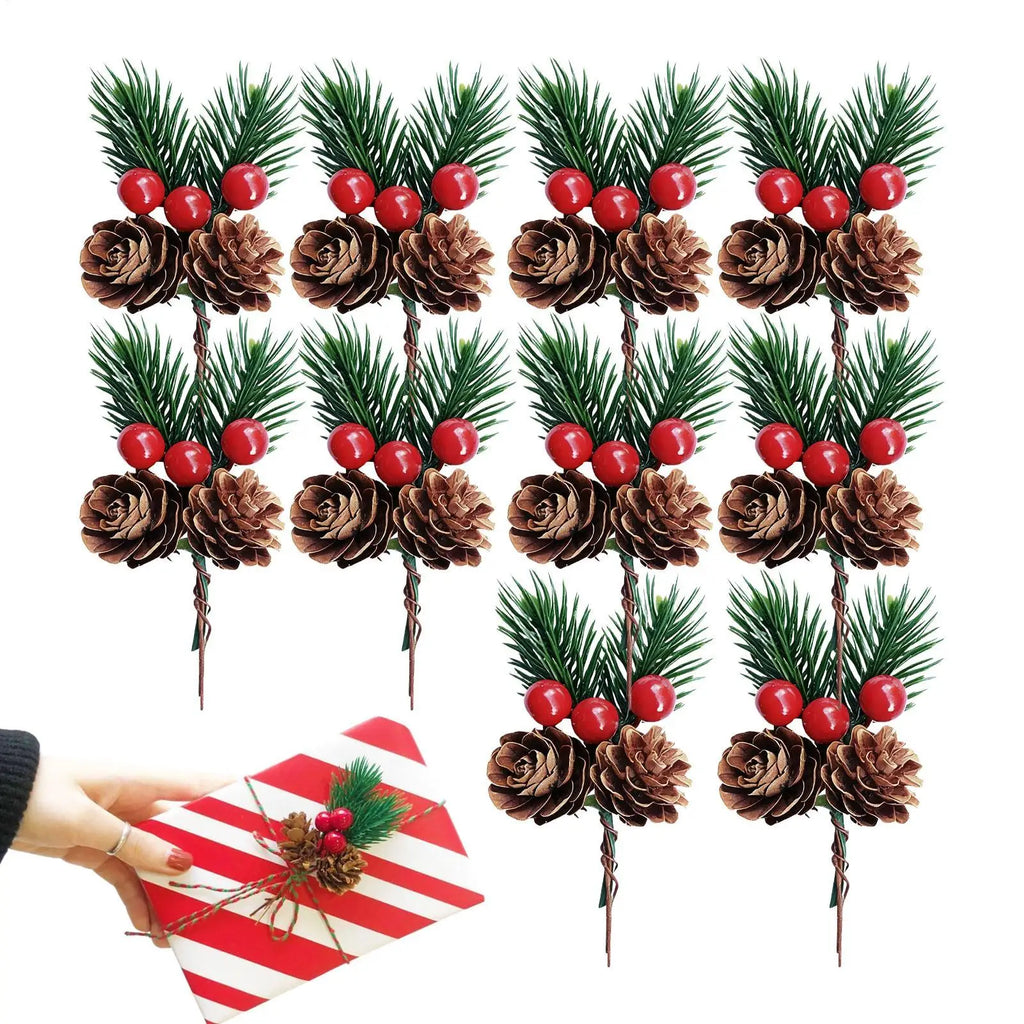 Decoração de natal picaretas 10 peças decoração artificial do feriado ramos de natal decorativos para cartões de felicitações de configuração de casamento