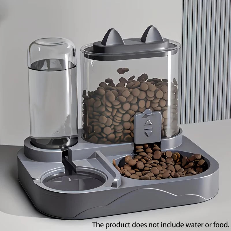 Dispensador de Água e Ração 2 em 1 para Animais de Estimação, Separação de Ração Seca e Úmida, Plástico Durável, Transparente, Sem Bateria, Para Gatos e Cães em Viagem Kasa & Pet