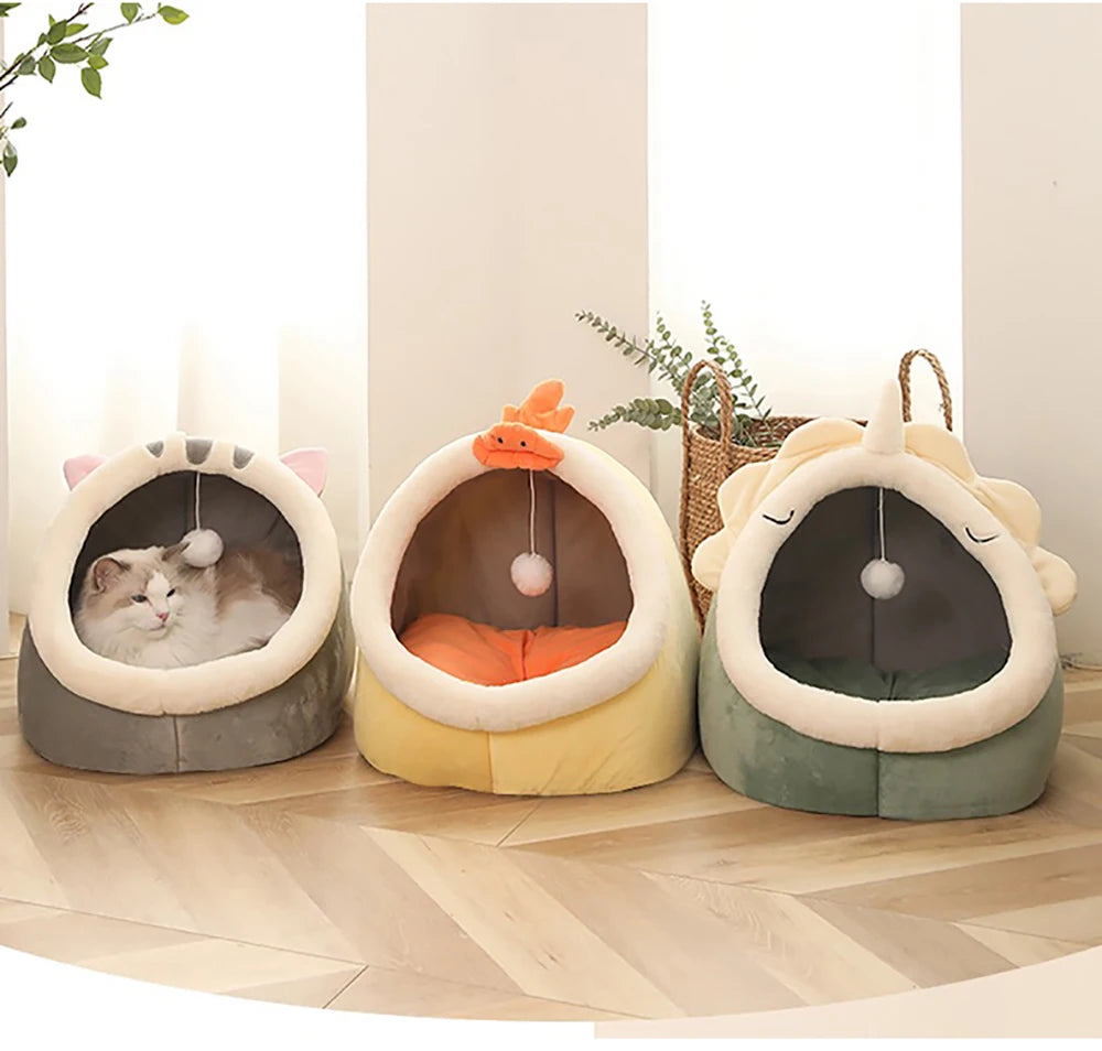 Cama para Gatos A1 Deep Sleep, Cama para Animais de Estimação com Desenho Animado, Dobrável, Removível e Lavável, Cama para Dormir para Cães Pequenos, Tapete, Bolsa, Caverna, Cama para Gatos