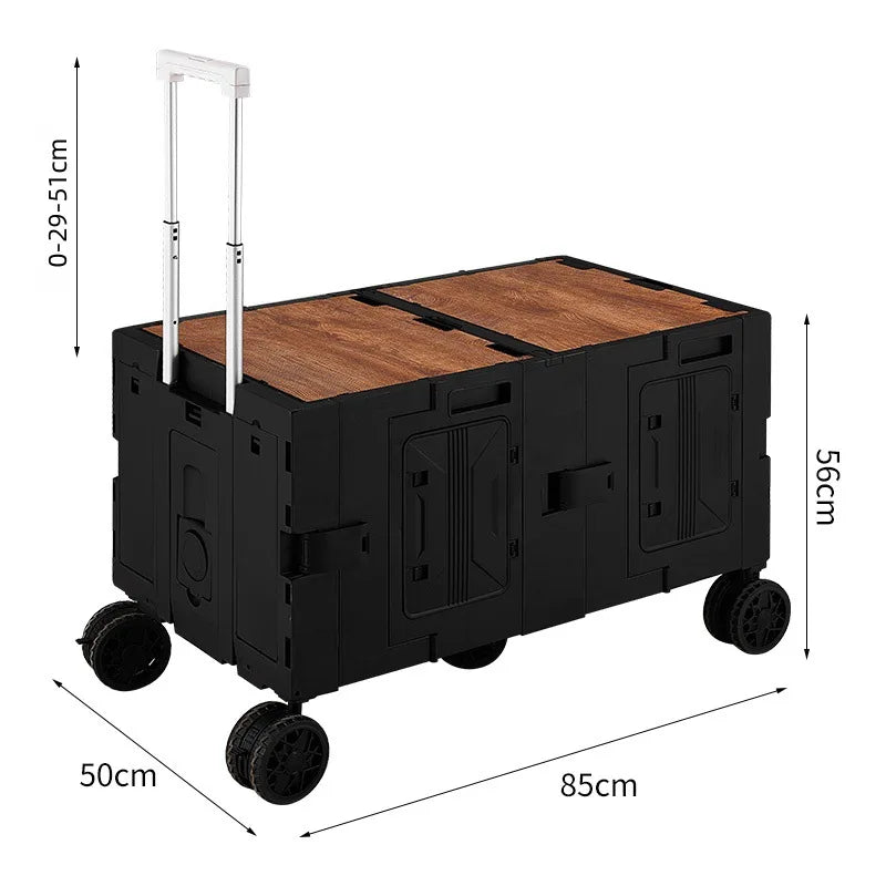 Carrinho de Camping para Exterior, Ferramentas de Piquenique, Mesa de Jantar Dobrável e Móvel para Carro, Carro de Camping Multifuncional