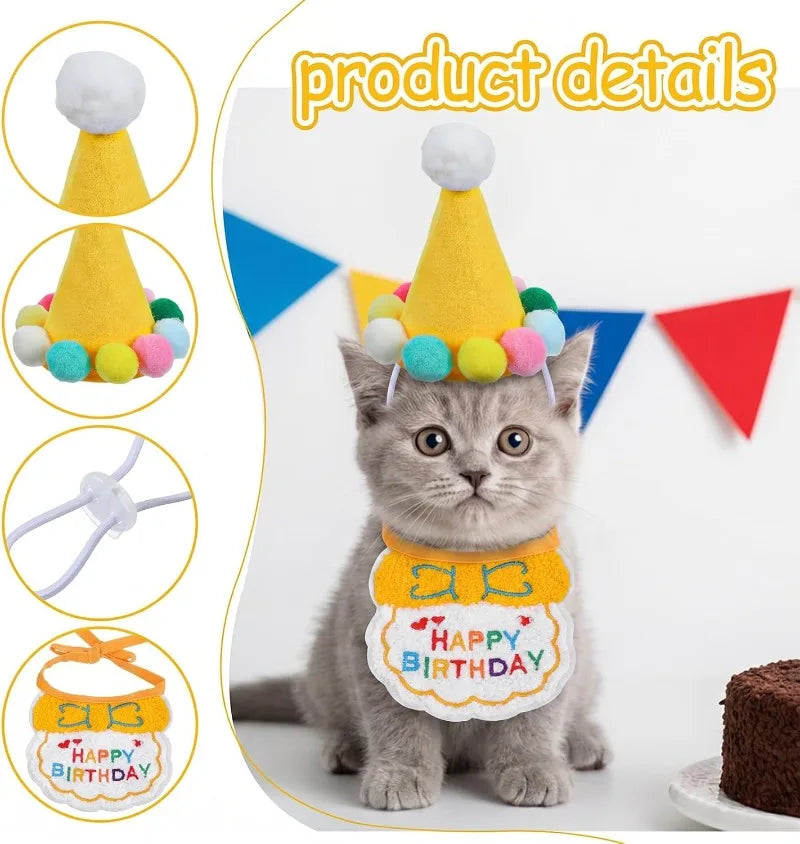 Chapéu de Festa para Animais de Pelúcia, Chapéus de Aniversário para Cães, Gatos, Coelhos, Filhotes, e Roupas para Gansos, Decoração de Patos de Plástico e Cimento