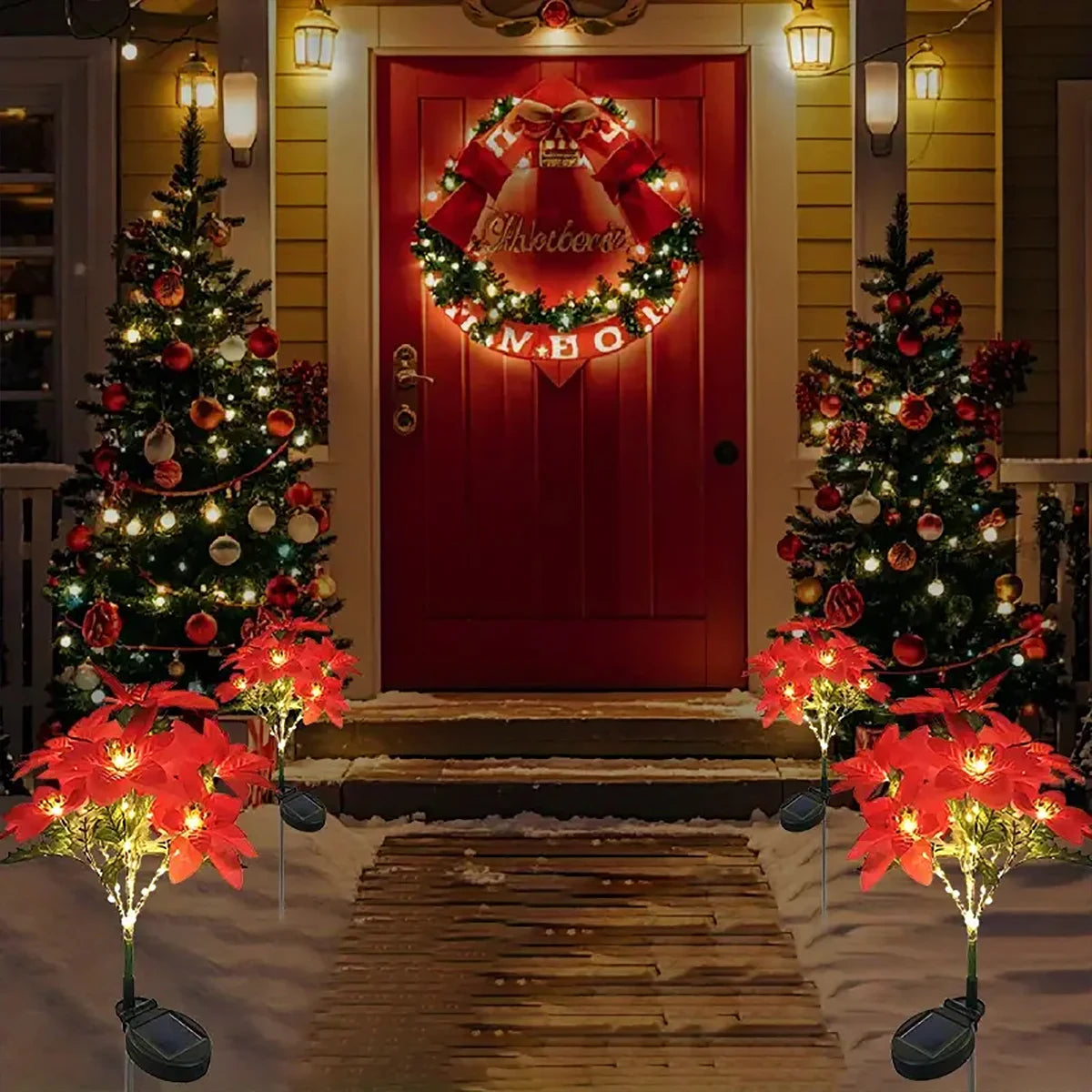 Luz de Flor Artificial de Natal LED Solar, Ideal para Decorar Jardins, Gramados e Pátios