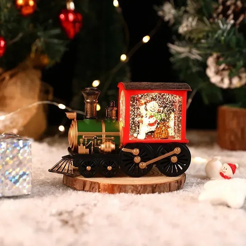 Presente de natal bola de cristal ornamentos luzes led trem papai noel feliz natal decoração para festa em casa natal