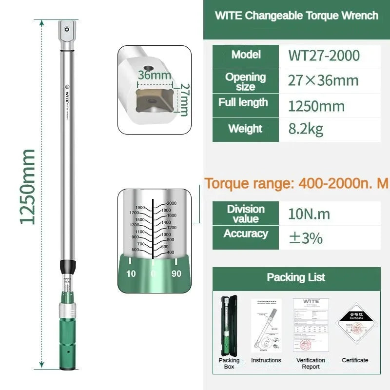 Chave de torque aberta multifuncional, predefinição ajustável, alta precisão, cabeça substituível, chaves de torque, ferramentas manuais profissionais Kasa & Pet