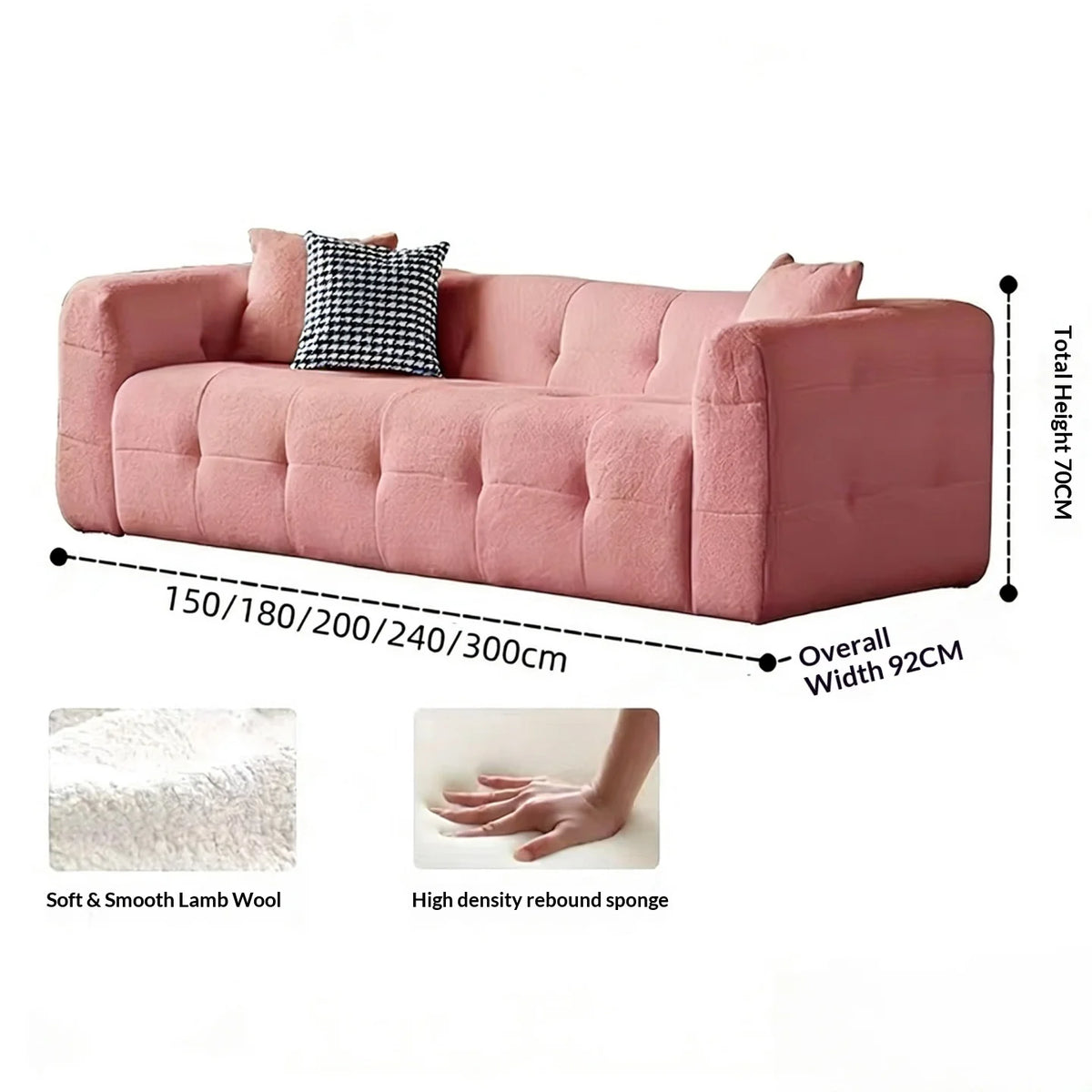 Any Size Custom Compressed Fabric Sofa Hand Tufted Design Integrated Sponge Roll Pack Shipping Multiple Color Living Room Bedroo