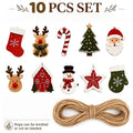 10 peças de decoração de madeira de Natal, Papai Noel, renas, árvore de Natal, estrelas, etc., decoração para festas de inverno/Natal em casa.