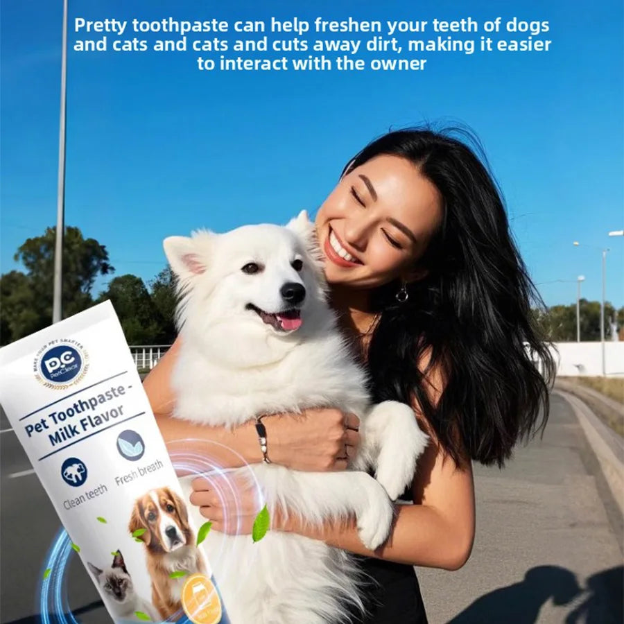 PetClear 120g de pasta de dente para animais de estimação com sabor de leite - remover tártaro, dentes limpos, refrescar a respiração, reduzir a placa para animais de estimação