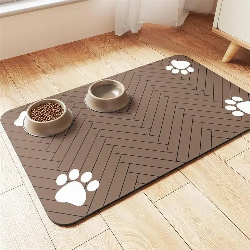 Tapete de alimentação para animais de estimação, absorvente, para comida e tigela de água com suporte de borracha à prova d'água, tapete de água de secagem rápida para cães e gatos