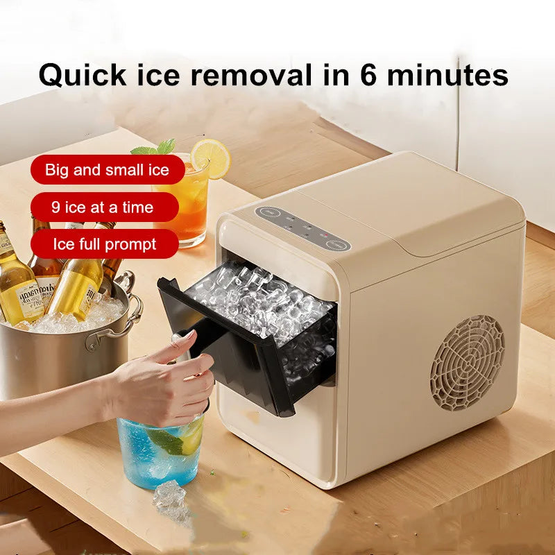 Máquina de Fazer Gelo Portátil 15KG/Dia - Mini de Bancada para Casa/Dormitório/Escritório, Desligamento Automático, Perfeita para Cafeterias/Lojas de Chá (Branca)