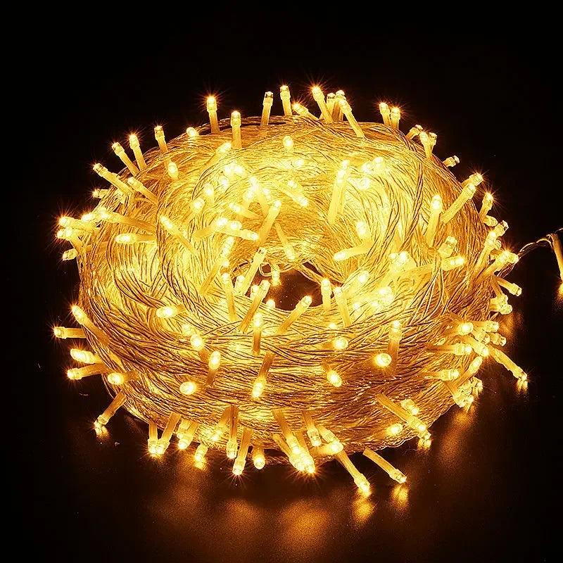 Guirlanda de led luzes da corda 10m 30m 50m 100m árvore de natal decoração de casamento à prova dwaterproof água luz de fadas interior ao ar livre 220v lâmpada da ue