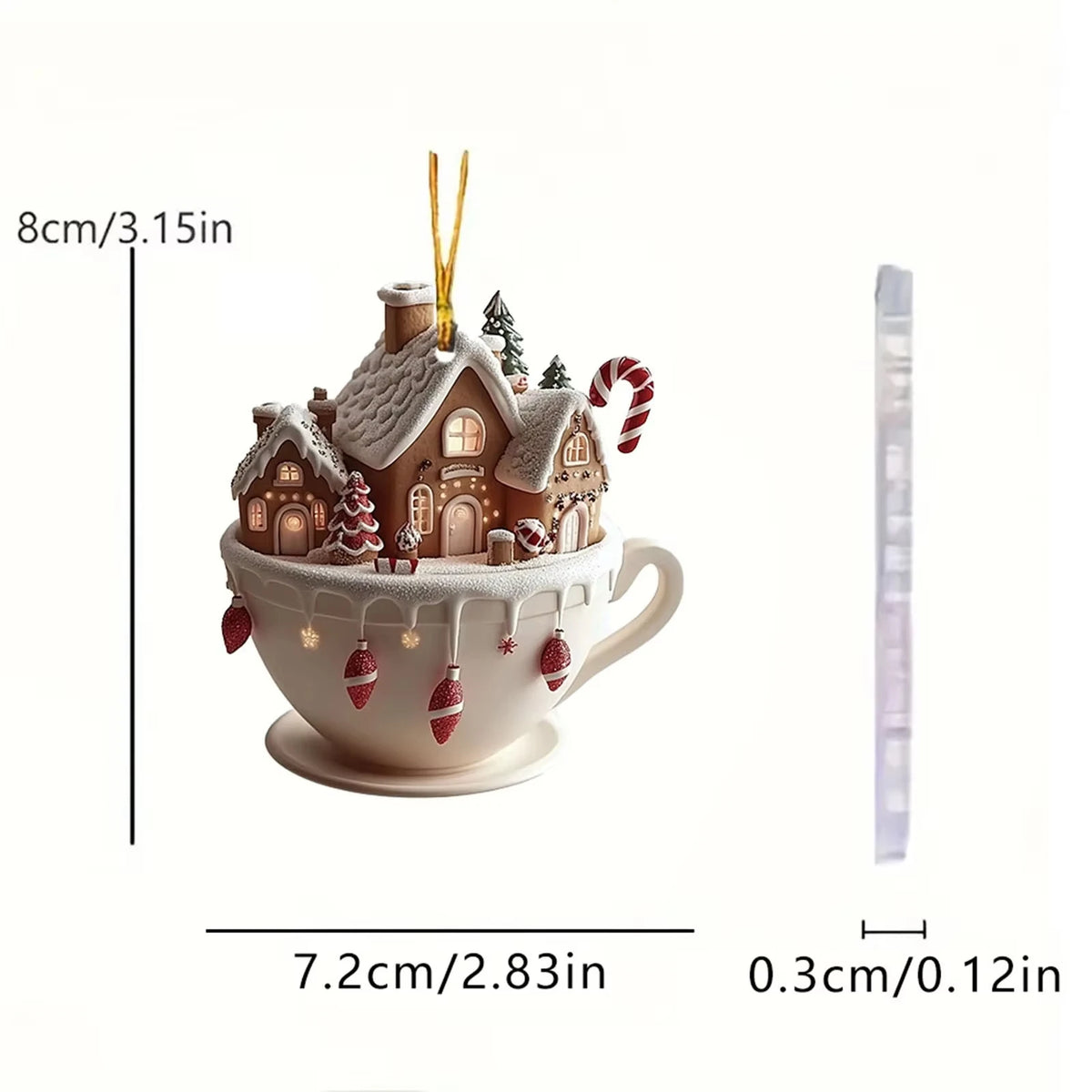 Decorações de árvore de natal 2d acrílico plano casa quente pequena xícara de café pendurado pingente ornamentos ano novo decoração de festa em casa