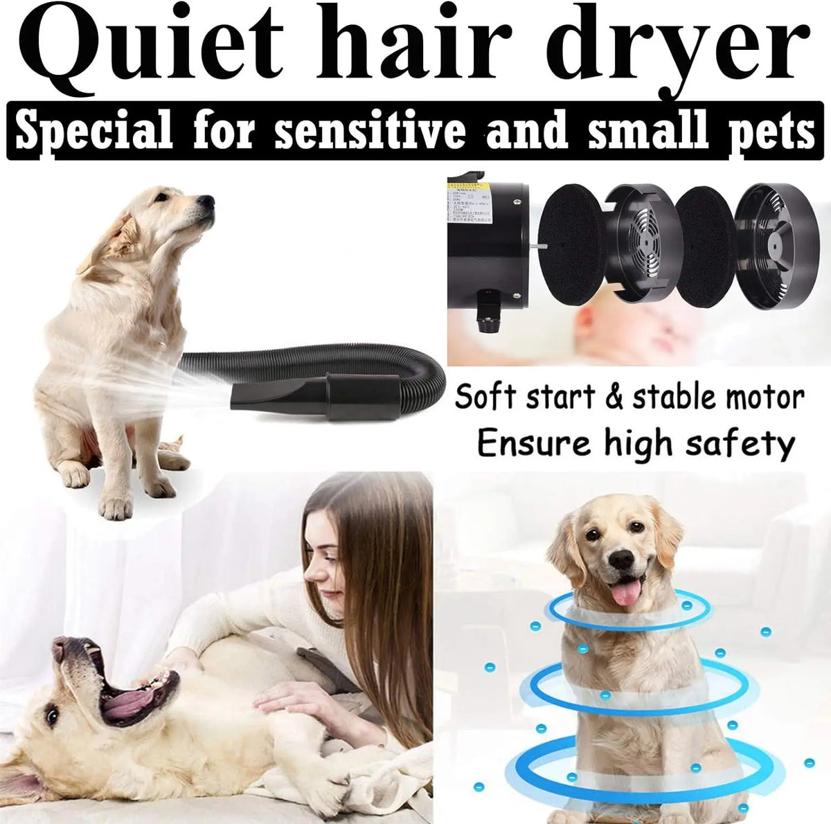 VickyHome Secador de energia para veículos, motocicleta, carro, bicicleta, soprador portátil e blaster, secador de limpeza para cães de estimação - seco e poeira