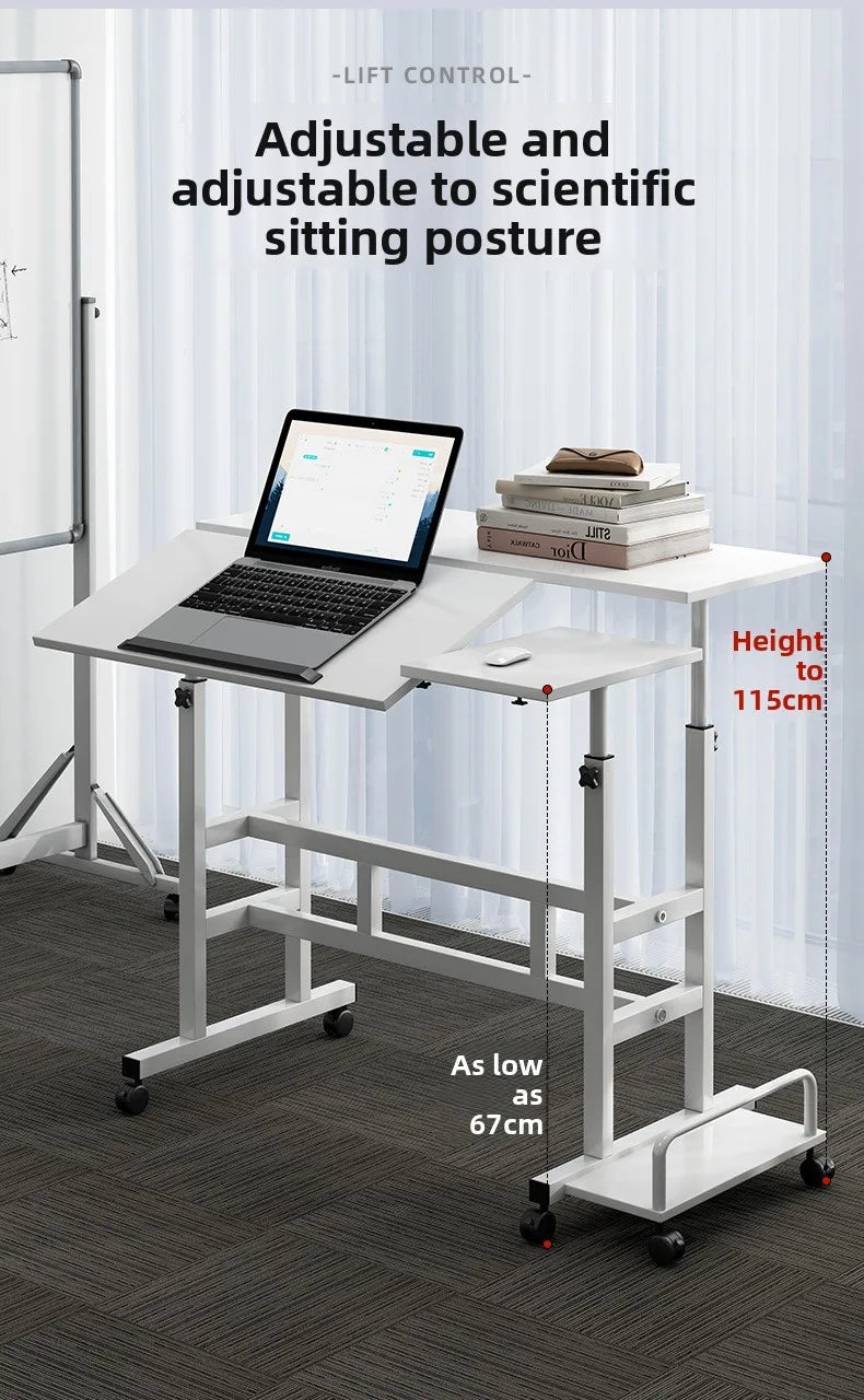 Mesa de computador móvel moderna, mesa de escrita elevatória, mesa de pé dobrável, mesa de cabeceira para quarto, mesa pequena individual, durável.