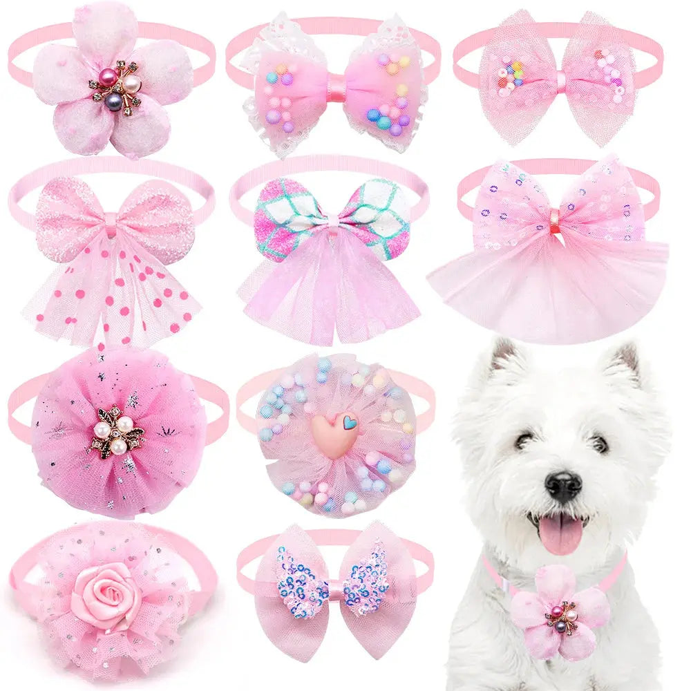 50ps pequeno cão gato bowtie bonito em massa rendas pet cão bowties colar para cães aliciamento acessórios suprimentos para animais de estimação para cães pequenos Kasa & Pet
