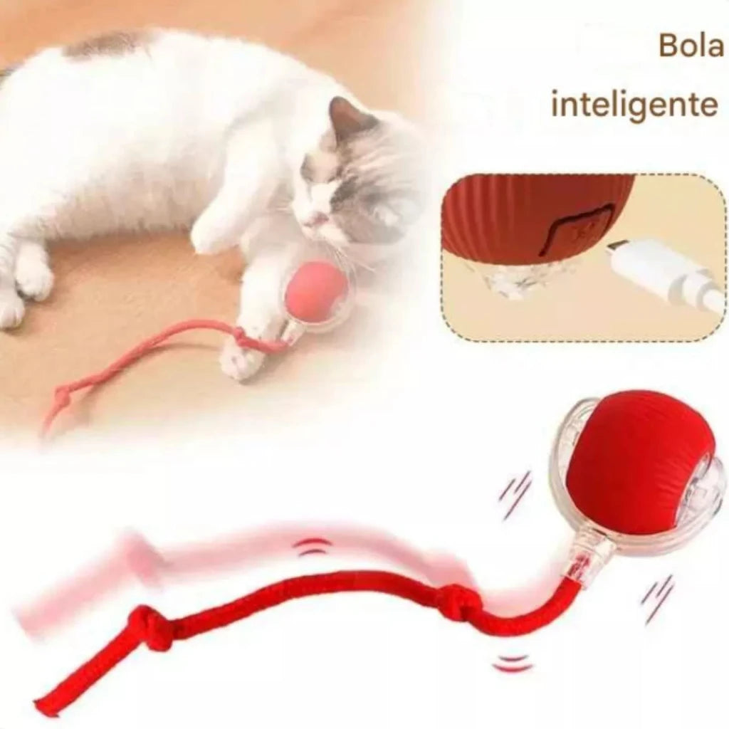 Automatic Toy for Cats Interactive Ball with Motion Sensor and Fake Tail Safe Design That Doesn't Hurt