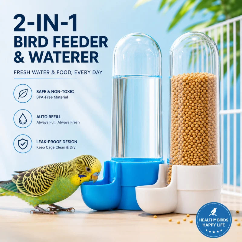 Dispensador de Água e Comida para Animais de Estimação, Caixa de Alimentos para Pássaros, Acessórios para Gaiolas de Esquilos e Papagaios