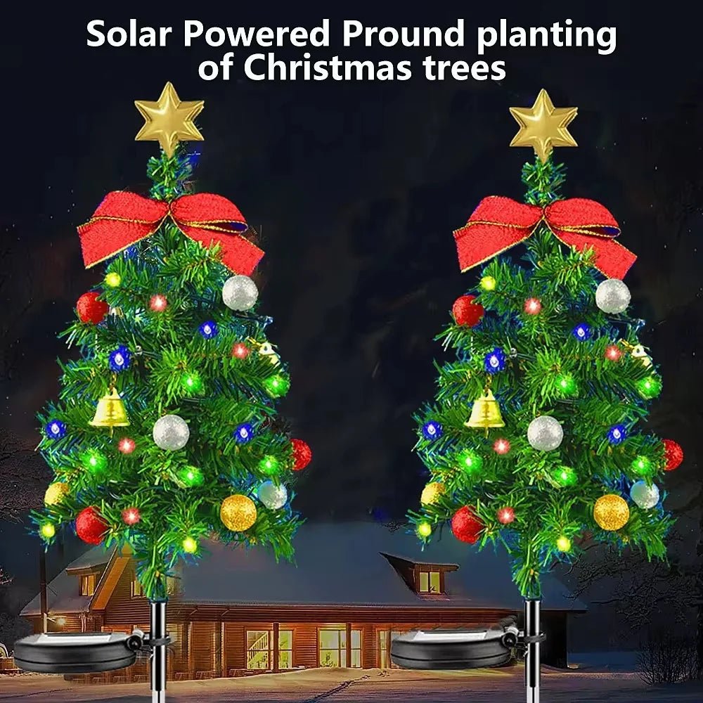 Árvore de natal luzes solares ao ar livre à prova dwaterproof água led jardim caminho gramado paisagem festivo decorativo luzes piso decoração natal