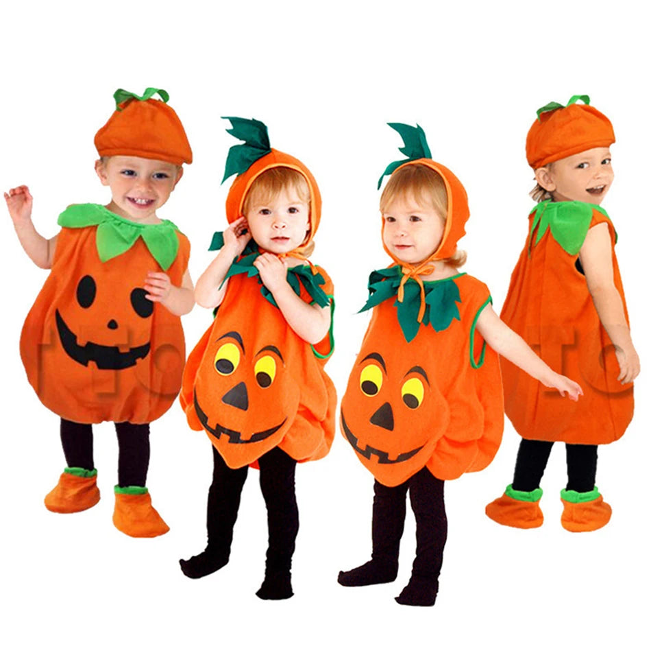Meninas menino abóbora traje halloween cosplay macacão conjunto desempenho de palco vestir-se roupas carnaval festa
