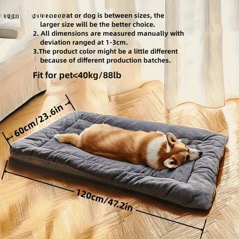 Grande cama de pelúcia para cães, sofá engrossado, super macio, poliéster, tapete para animais de estimação, caixa para cães pequenos, médios e grandes