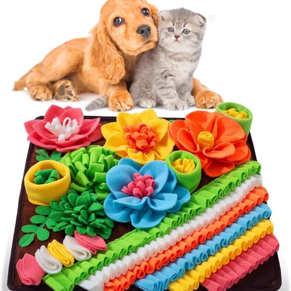 Tapete de Alimentação Lenta para Pets, Tapete de Treinamento Olfativo, Brinquedo Interativo com Design Floral Fofo, Suprimentos Divertidos para Alimentação de Pets