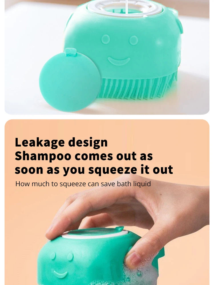 Escova de banho para animais de estimação, massageador de silicone macio, gel de banho, ferramentas limpas, pente, limpeza de cães e gatos, suprimentos de limpeza