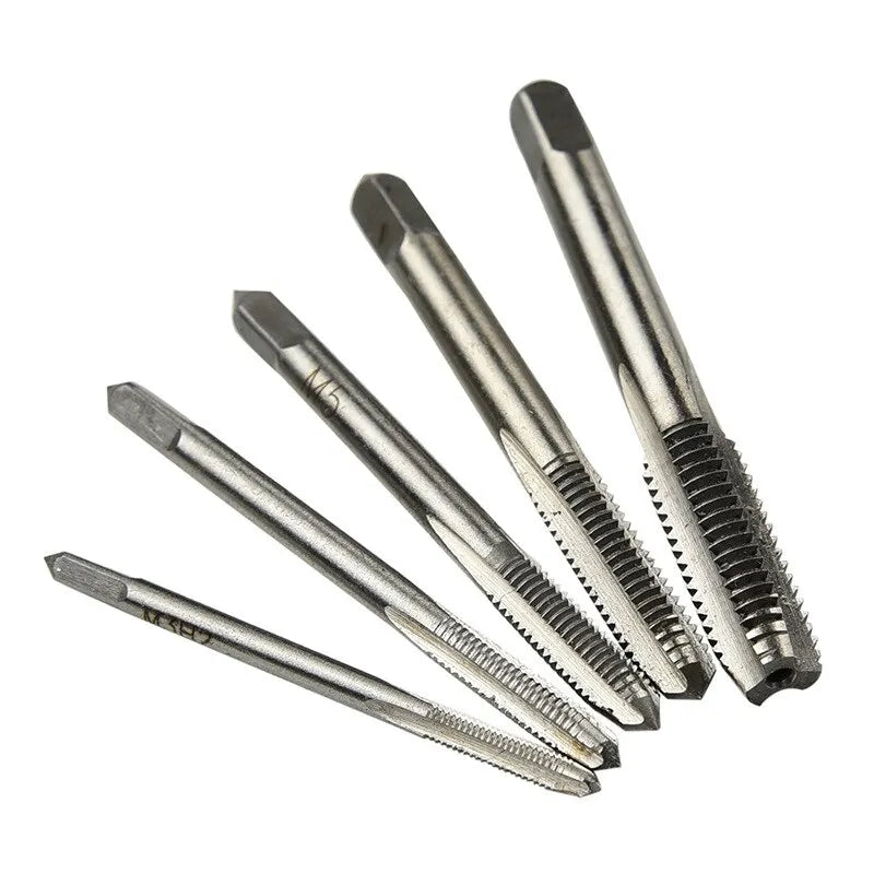 5 peças torneira de rosca de ranhura reta manual M3 a M8 conjunto de ferramentas de hardware de rosqueamento rápido e rosca interna