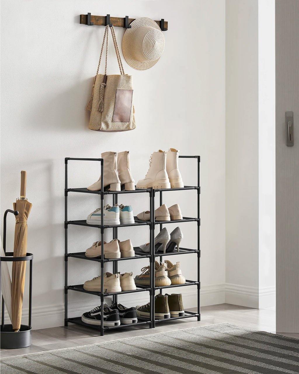 Sapateira SONGMICS Prateleira para sapatos de 10 camadas Armazenamento de sapatos, 33x33x173 cm, Metal Rher, Não tecido