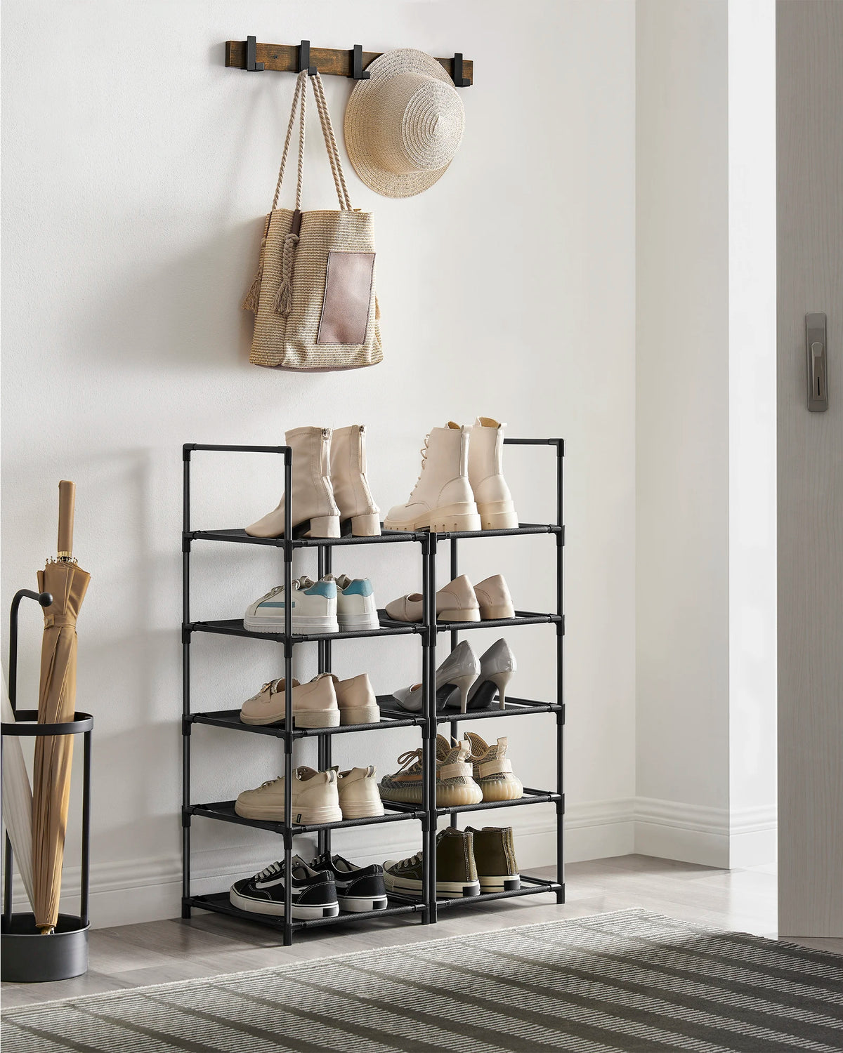 Sapateira SONGMICS Prateleira para sapatos de 10 camadas Armazenamento de sapatos, 33x33x173 cm, Metal Rher, Não tecido