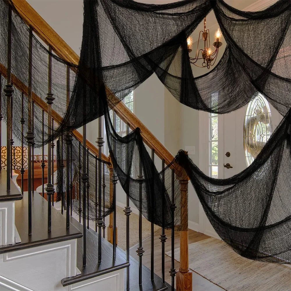 Decoração de halloween pano assustador assustador branco preto gaze tecido horror casa janela porta capa adereços assustador festa decoração favores - Kasa & Pet
