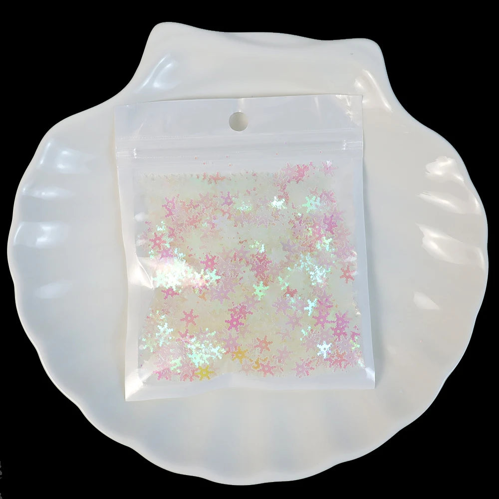 20g 8mm Glitter Flocos de Neve de Natal Lantejoulas Confete Neve Artificial Enfeites Decoração de Natal para Casa Natal 2026