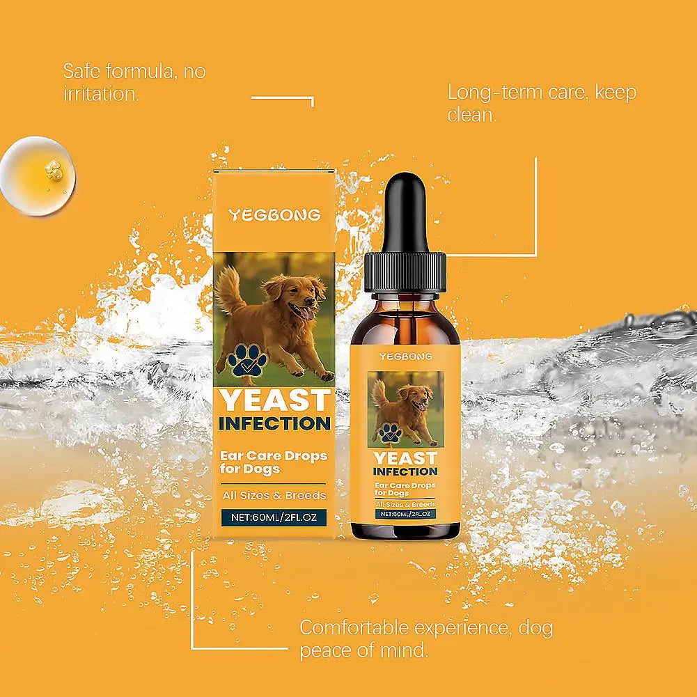 Gotas para ouvido de animais de estimação, 60ml, dissolvem cera de ouvido, removedor de odor, anti-coceira, natural, não irritante