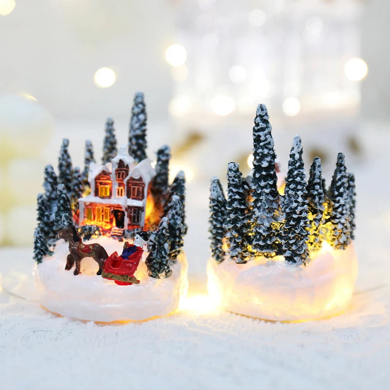 Natal led luz ornamentos santa castelo neve casa luminosa artesanato 2025 ano novo presente do miúdo festa de natal decoração casa