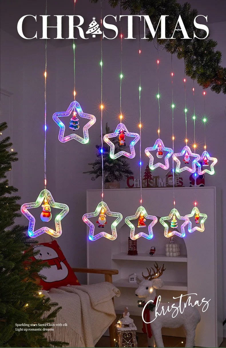 Decoração de lâmpada de janela de natal luzes de cortina de fadas 8 modos de trabalho luzes de corda de árvore de natal para festa de casamento decoração de casa