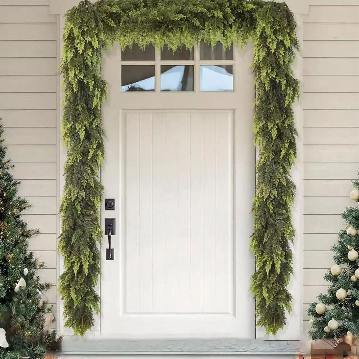 Decorações de árvore de natal feriado falso guirlanda cedro rattan grinalda artificial pinho guirlanda casamento casa lareira porta decoração