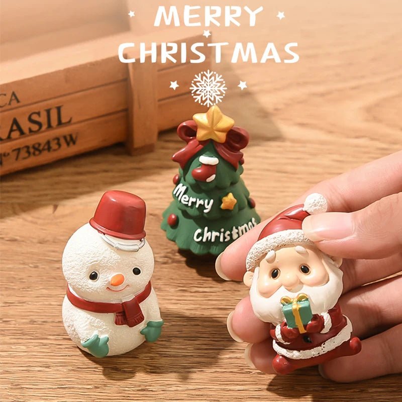 Natal resina família pequenos animais ornamentos criativo decoração para casa mini árvore de natal velho presente de natal