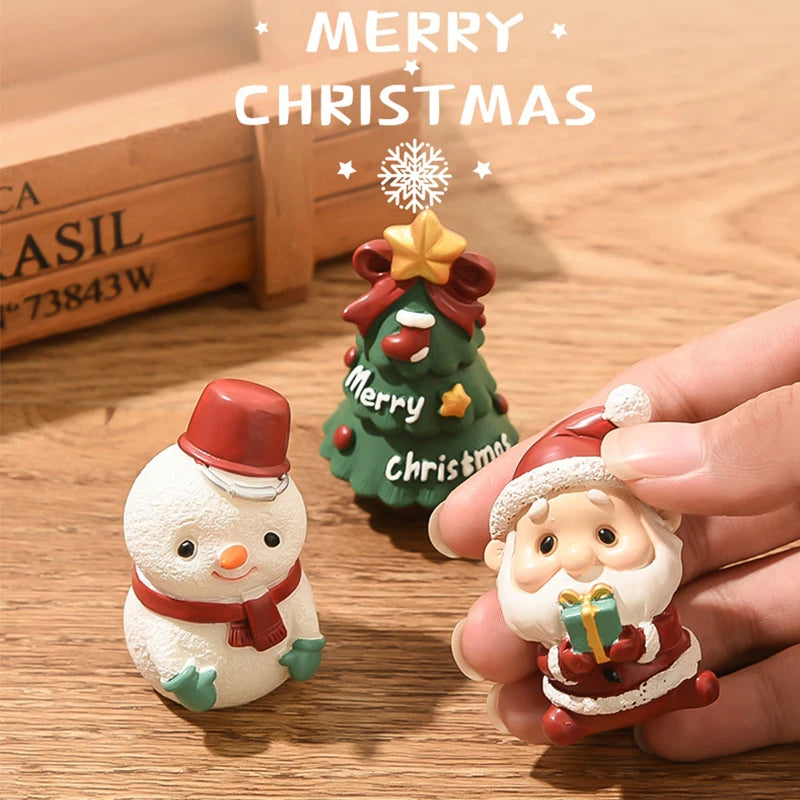 Natal resina família pequenos animais ornamentos criativo decoração para casa mini árvore de natal velho presente de natal