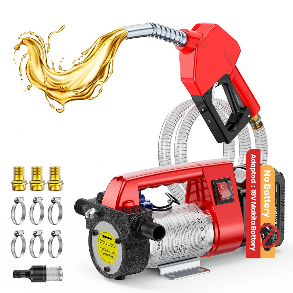Bomba de Combustível Elétrica Taskstar 21V para Caminhões e Tratores a Diesel, Bomba de Transferência de Diesel 45 L/min para Bateria Makita 18V