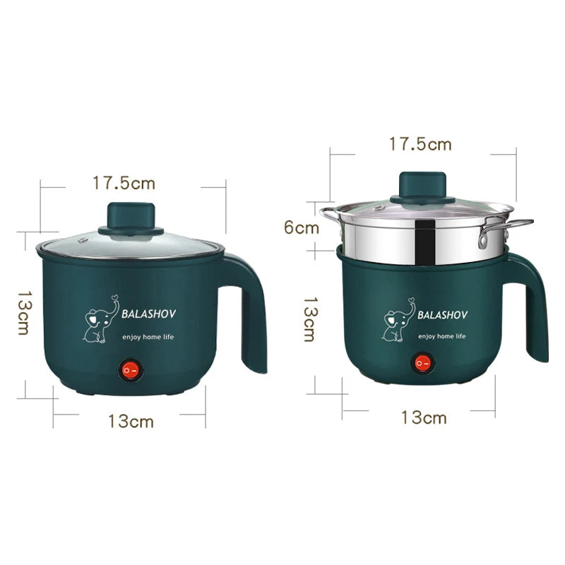 Mini panela multi antiaderente de 1,8l, máquina de cozinhar de camada única/dupla, panela elétrica multifuncional com fogão a vapor para casa