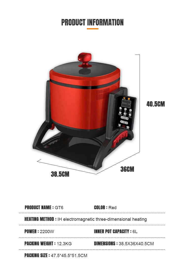 Equipamento de cozinha, máquina de cozinhar automática, tipo tambor inteligente