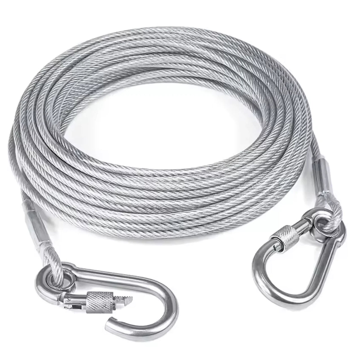 Corda de Amarração Dupla para Cães com Fivela de Metal, Cabo de Aço Antiferrugem, Coleira para Treinamento ao Ar Livre, Alça de Tração Durável