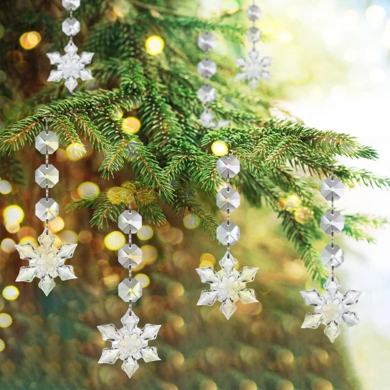 Decorações para árvore de natal, 30 peças, pingentes de cristal acrílico transparente para natal, ano novo, decoração de casamento, acessórios diy