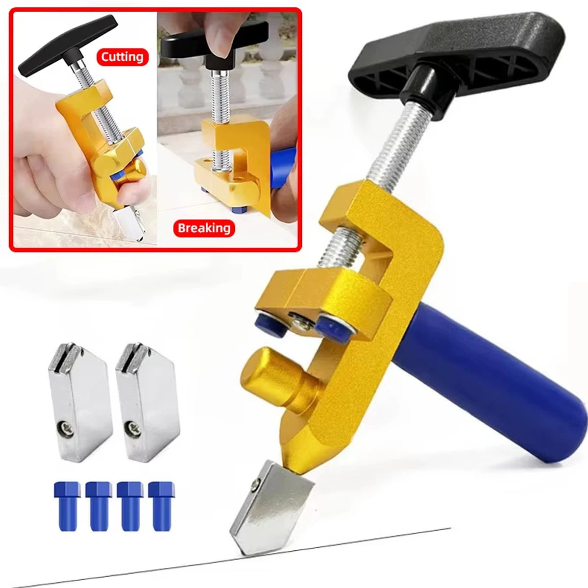 Cortador Manual de Azulejos e Vidros com Cabeça de Corte de Diamante, Adequado para Cortar Vidros Grossos, Cerâmicas Esmaltadas e Espelhos.