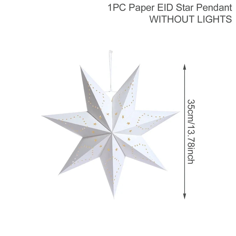 Estrela oca pendurado pingentes ramadan decoração 2024 para casa navidad natal noel presentes enfeites de natal ano novo 2024