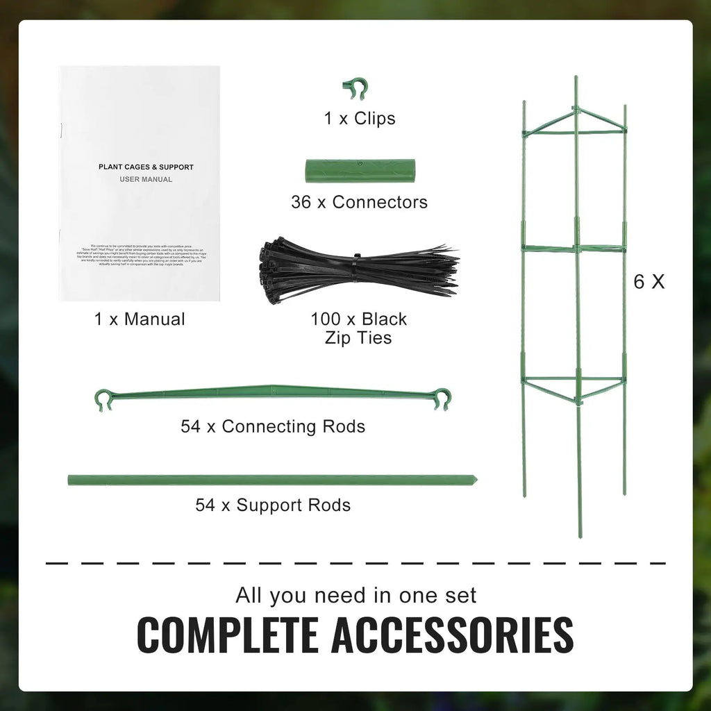 48-Inch Tall 6-Pack Tomato Cages for Garden Stackable Plant Support Trellis Garden Tools Accessories for Raised Beds